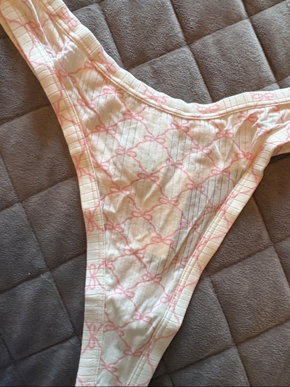 Light Pink Patterned Thong Panty. medium